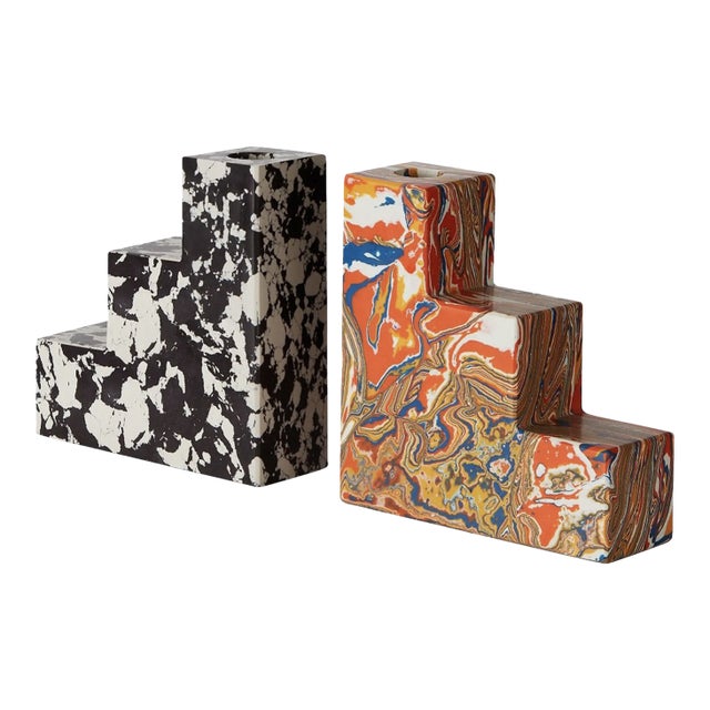 Tom Dixon Swirl Stepped Bookend/Candleholder Set of 2 For Sale