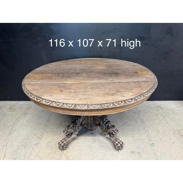 Brown French Carved Oak Hunting Table, 1869 For Sale - Image 8 of 12