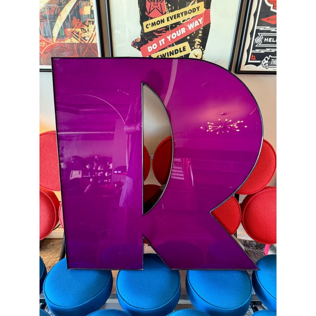 Vintage XLarge Marquee Letter Metal Acrylic Sculpture Object For Sale - Image 18 of 18