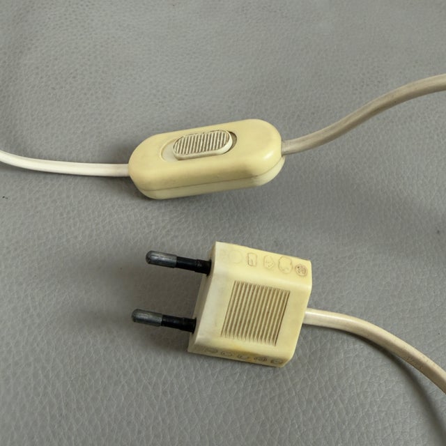 Space Age White Opal Glass Capsule Table Lamp with Red Wood Base, 1970s For Sale - Image 12 of 15