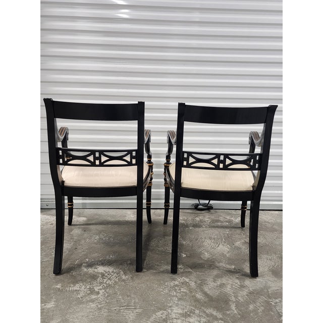 Maitland-Smith Regency Style Ebonized & Gilt Armchairs- A Pair For Sale In New York - Image 6 of 16