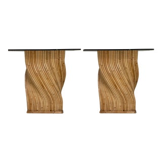 Pair of Pencil Bamboo Modern Console Tables Att. To Crespi For Sale