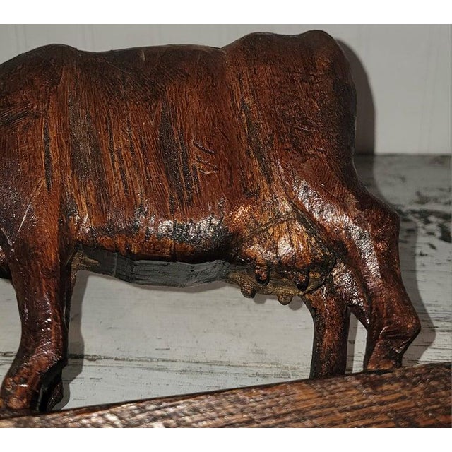 1940s 1940s Signed m.o. Thomas Carved Wooden Cow For Sale - Image 5 of 6