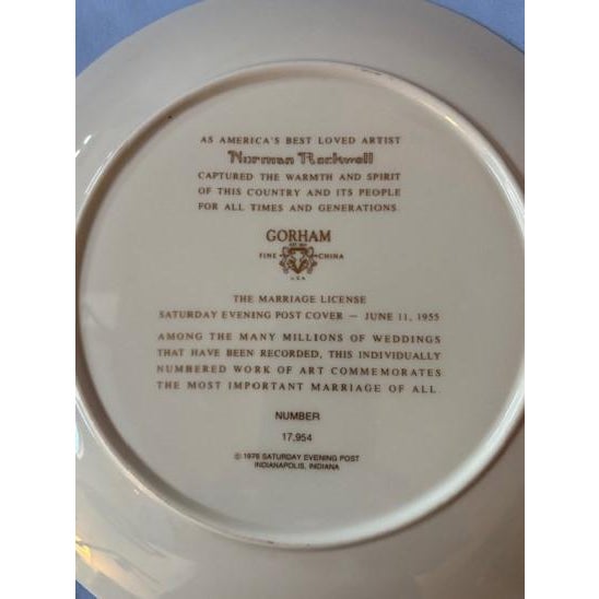 Ceramic 1970s 3 Norman Rockwell's Decorative Plates: Marriage License, Painter, Add Two Cups and a Measure of Love: For Sale - Image 7 of 7