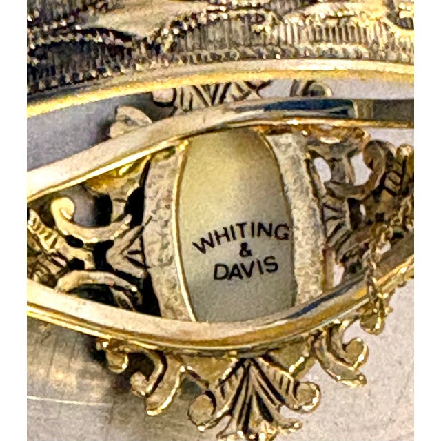 Victorian Whiting & Davis Gold Tone Cameo Bangle Bracelet For Sale - Image 3 of 5