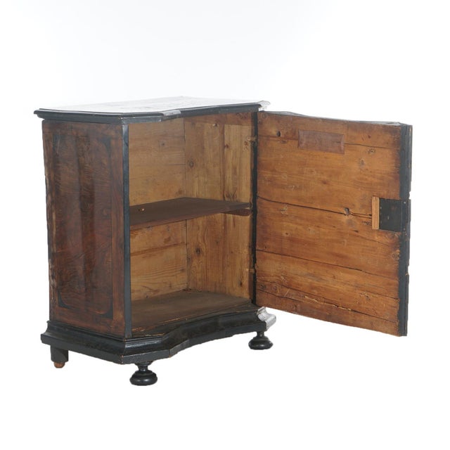 Brown Antique 18thC Italian Satinwood Inlaid & Ebonized Single Door Commode C1760 For Sale - Image 8 of 12