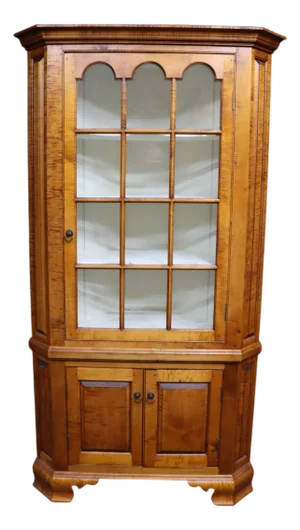 D. R. Dimes Benchmark Tiger Maple Corner Cabinet