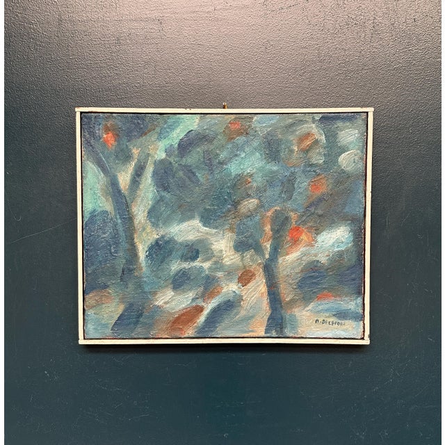Bengt Delefors, Blue Composition, 1950s, Oil on Canvas, Framed For Sale - Image 18 of 18