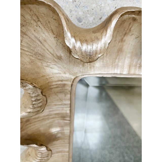 1940s Italian Silver Leaf Scalloped Wall Mirror For Sale In New York - Image 6 of 12