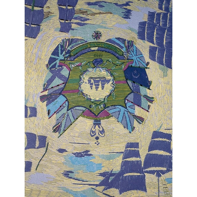 Hermès Authentic Original Hermès Art Advertisement Print Maritime Sailing Ships Silk Scarf Art Print Framed Nautical Wall Art French Luxury Decor For Sale - Image 4 of 5