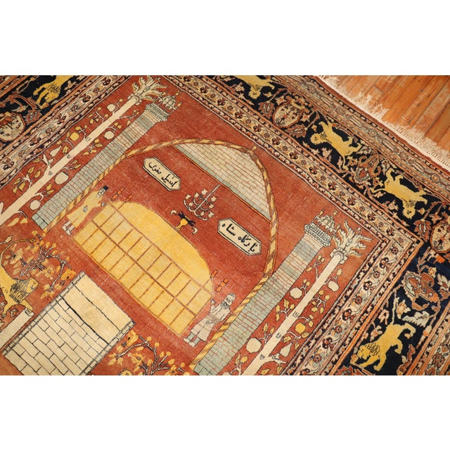 Late 20th Century Hadji Jalili Tabriz Animal Pictorial Prayer Rug For Sale - Image 4 of 18