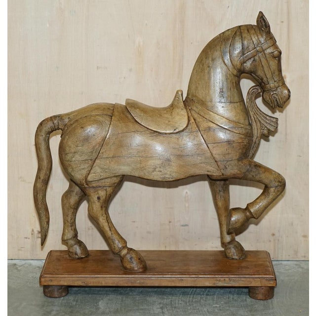 Decorative Hand Carved Wooden Statues of Horses, 1880, Set of 2 For Sale - Image 3 of 18