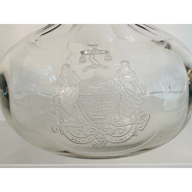 Vintage Eapg Handblown Glass Cruets W/ Etched Philadelphia City Seal, Pair For Sale - Image 11 of 11