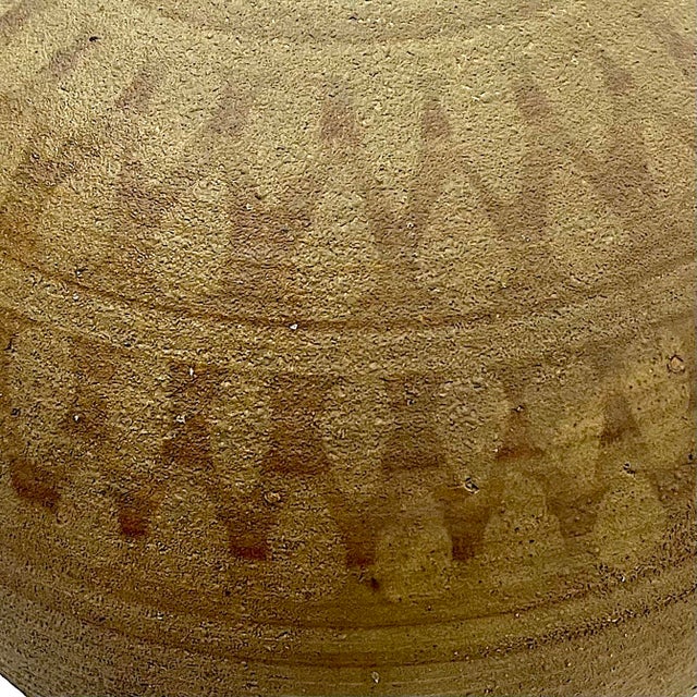 1970's Massive Hand-Crafted Stoneware Vessel With Geometric Decoration by Ken Edwards Montana Potter For Sale - Image 4 of 12