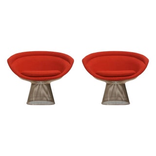 Warren Platner for Knoll Lounge Chairs in Knoll Wool Boucle, Pair Available For Sale