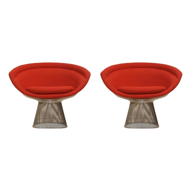 Warren Platner for Knoll Lounge Chairs in Knoll Wool Boucle, Pair Available For Sale