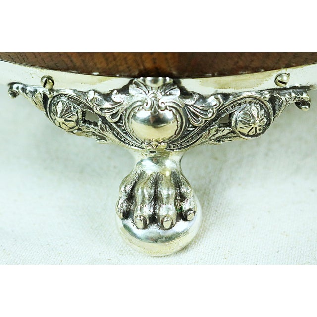 Brown Late 19th Century English Oak and Silver Salad Set For Sale - Image 8 of 12