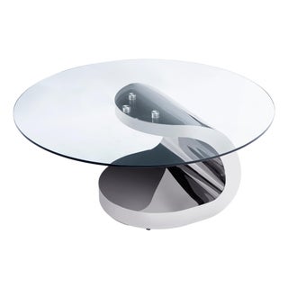 Modern Greg Sheres Style Stainless Steel Round Cocktail Table For Sale