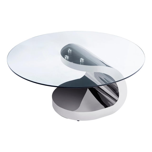 Modern Greg Sheres Style Stainless Steel Round Cocktail Table For Sale