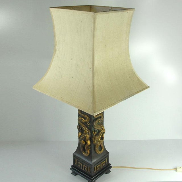 Metal Vintage Gold Dragons Table Lamp, 1960s For Sale - Image 7 of 13
