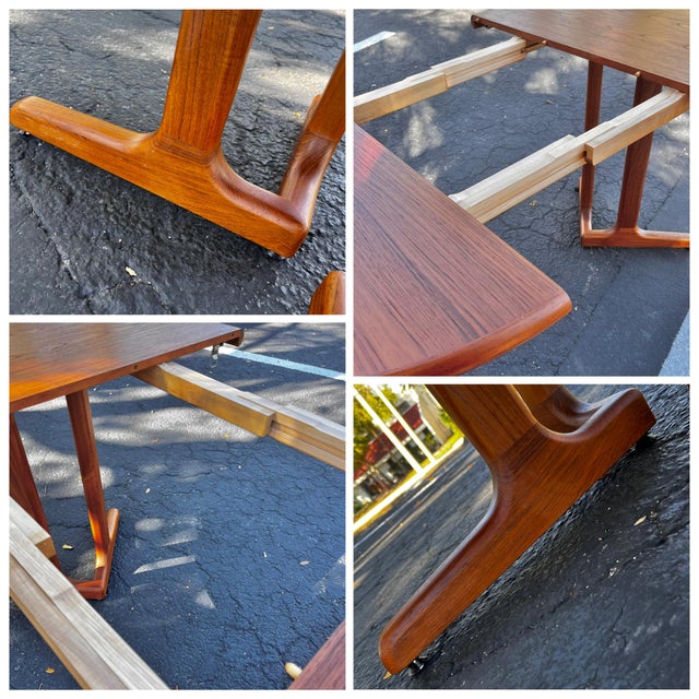 Mid Century Nordic Modern Teak Extendable Dining Table For Sale - Image 16 of 18