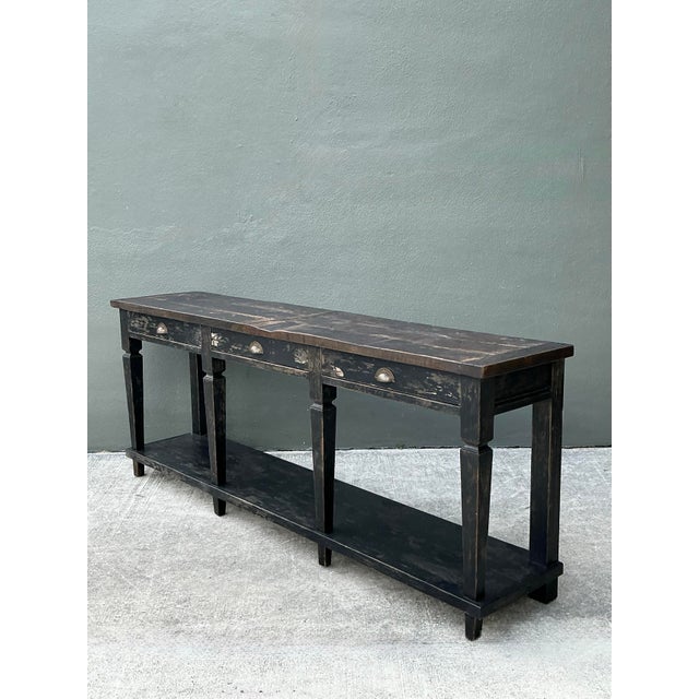 Early 20th Century Vintage Patinated Long Console Table For Sale - Image 5 of 13