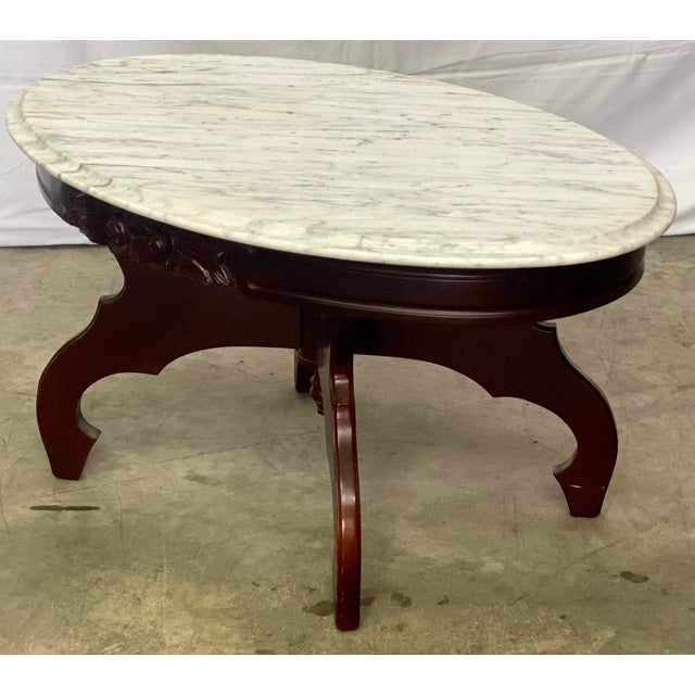 Vintage Mahogany Kimball Italian Marble Top Oval Coffee Table Chairish