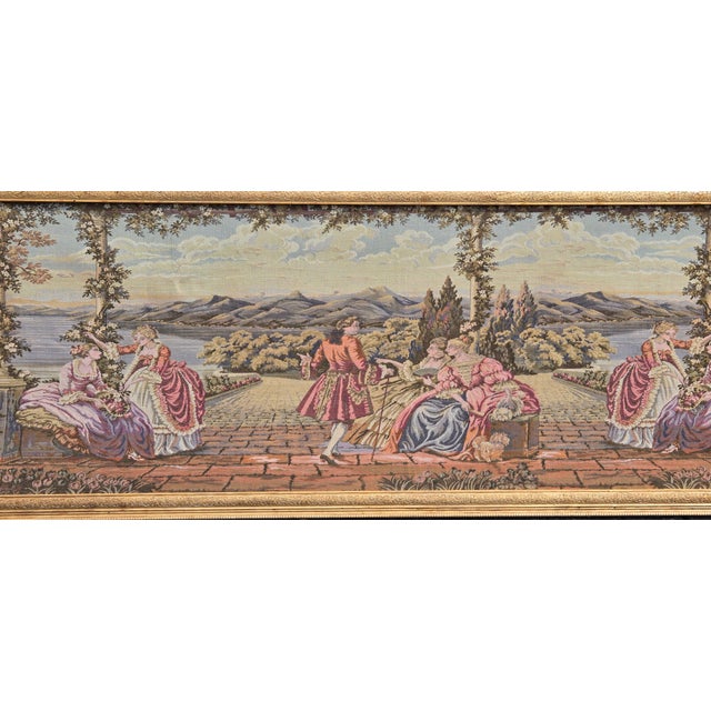 Bring timeless European elegance to your home with this impressive vintage framed tapestry depicting a romantic Rococo-...