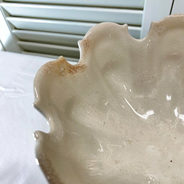 Farmhouse Mid Century White Ironstone Monteith Style Center Bowl by Secla Portugal For Sale - Image 3 of 8