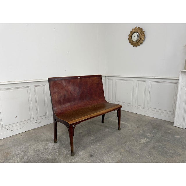1920s brasserie benches from the French manufacturer Fischel, an absolute icon of bistro furniture. with their soft,...