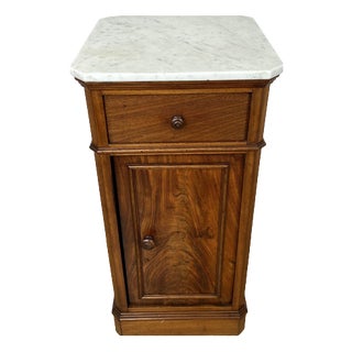 French Style Bedside Table with Marble Top For Sale