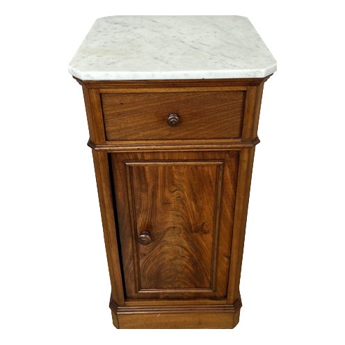 French Style Bedside Table with Marble Top For Sale