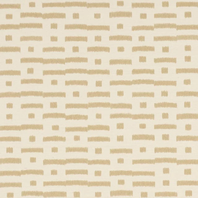 SAMPLE - Schumacher Abstract Ikat Sisal Wallpaper In Beige For Sale