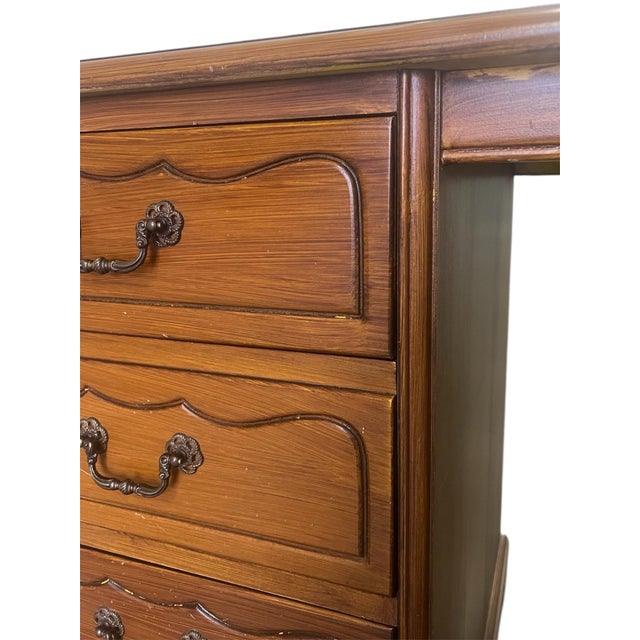 1960s American Traditional Executive Kneehole Desk With File Drawer, Solid Wood For Sale - Image 4 of 12