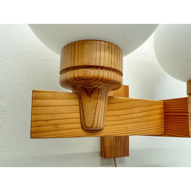 Mid-Century Pine and Opaline Wall Lamp by Uno Dahlén for Aneta, 1970s For Sale - Image 9 of 12