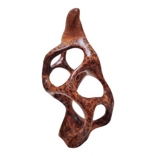 Early 21st Century Abstract Sculpture Hand-Carved From Single Piece of Root Burl Wood For Sale