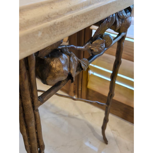 Late 20th Century Stunning Wrought Iron Console Table of Fruits and Twisted Branch Feet For Sale - Image 10 of 15
