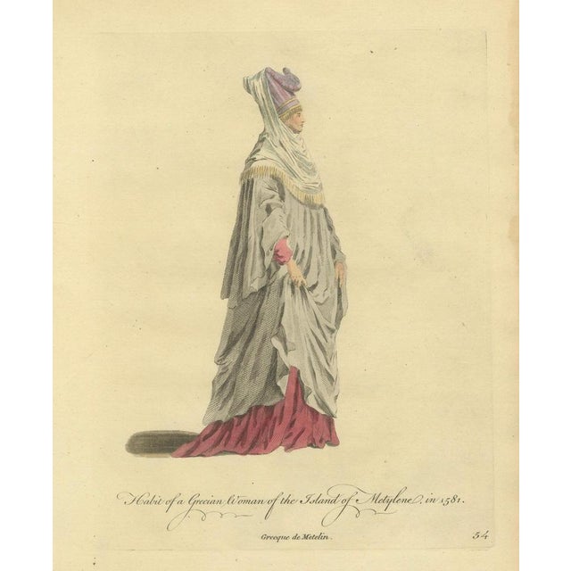 Jefferys, Grecian Woman of Meteline Costume, 1749, Print For Sale - Image 3 of 9