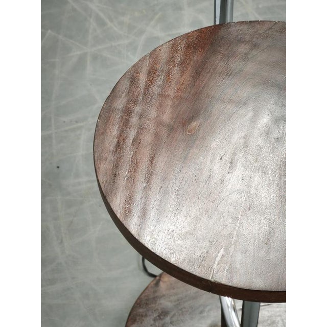 Vintage Art Deco Chrome Floor Lamp with Opaline Globe and Side Table, 1940s For Sale - Image 3 of 11