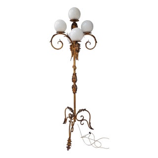 Vintage Floor Lamp in Wrought Iron, 1950s For Sale