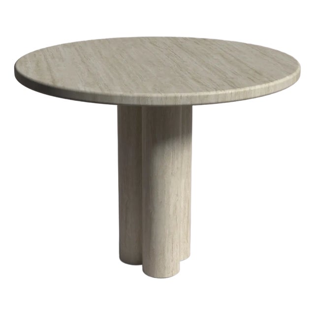 Zade Travertine Round Dining Table 35.4 For Sale