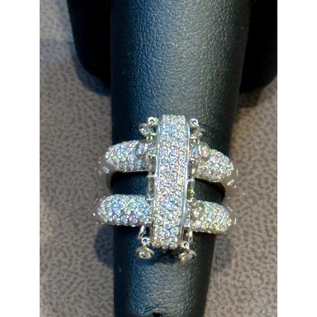 Transparent 2.9 Ct Micro Pave Diamond 18 Karat White Gold Hanging Diamond Ring Size 7 For Sale - Image 8 of 18