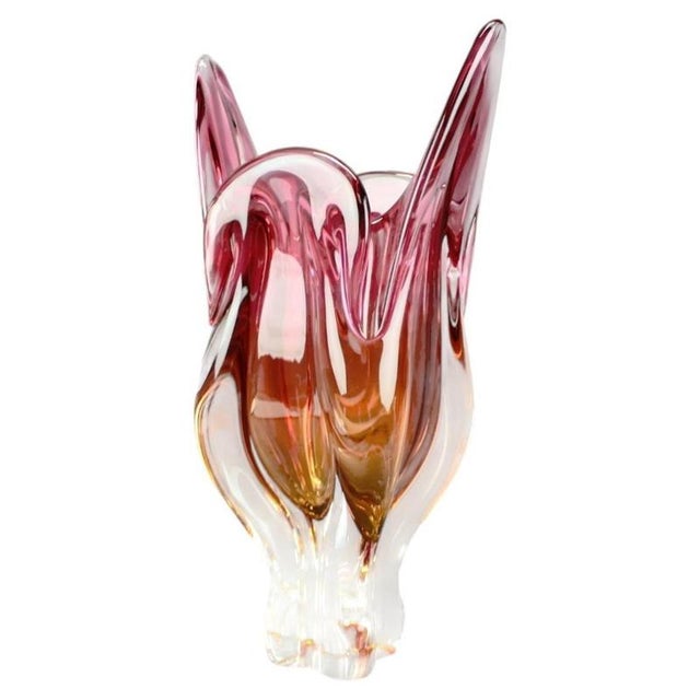 Pink Mid-Century Pink and Amber Art Glass Vase by Josef Hospodka, 1960s For Sale - Image 8 of 8