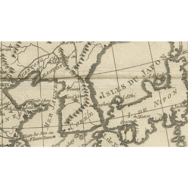 Black Antique East Asia Map by Bonne, 1780 For Sale - Image 8 of 10