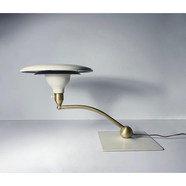 Mid Century Flying Saucer Sight Light Desk Lamp in White by MG Wheeler For Sale