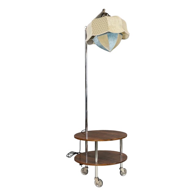 Bauhaus Chrome and Walnut Floor Lamp, 1930s For Sale