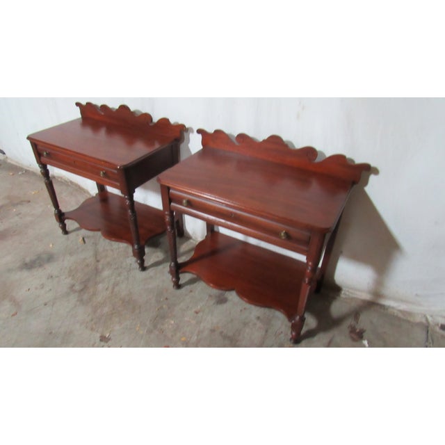Traditional 1980s Pair Rare Lexington Nightstands Tables Cherry Amazing For Sale - Image 3 of 10