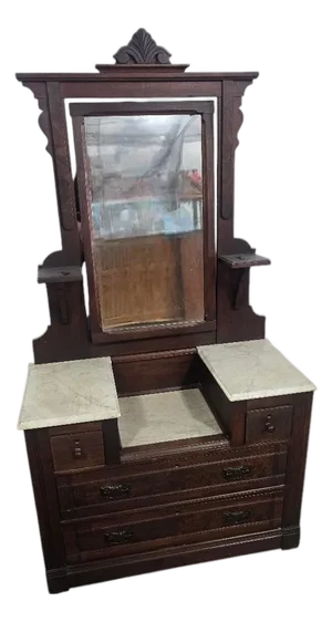 Victorian Eastlake Marble Top Dresser With Mirror