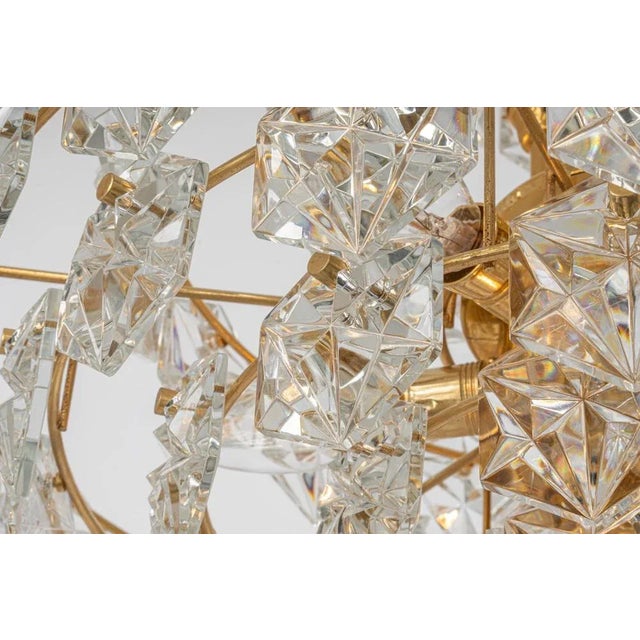 Metal Huge Brass and Crystal Glass Chandelier by Kinkeldey, Germany, 1970s For Sale - Image 7 of 16
