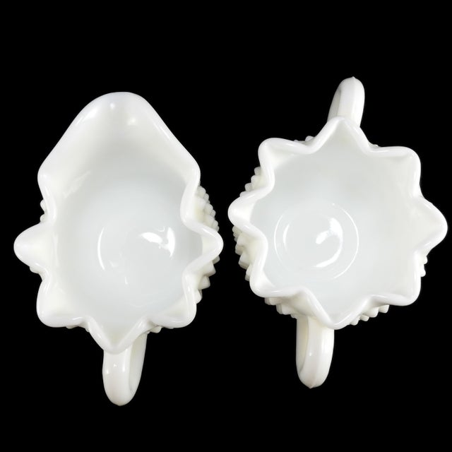 Late 20th Century Vintage Fenton Milk Glass Hobnail Sugar and Creamer